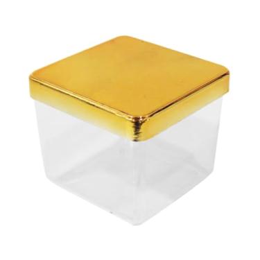 Imagem de Kit 5 Caixinhas De Acrílico 5x5 Tampa Metalizada Lembrancinha De Festa Brindes (Metalizado Gold)
