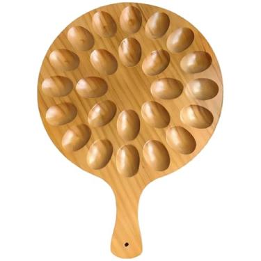 Imagem de Bandeja de ovo de 24 furos com alça, madeira de madeira de longa duração, grão elegante natural, para exibição ideal e