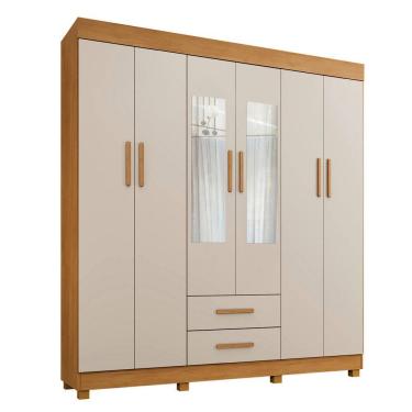Imagem de Guarda Roupa New Copacabana 6 Portas 2 Gavetas 7 Prateleiras Com Espelho - Benetil