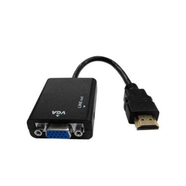 Imagem de Cabo Conversor Adaptador  HDMI Para VGA 2 Saídas de Áudio - Gold