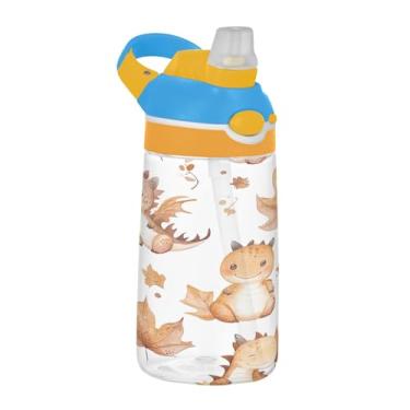 Imagem de SEHANY Garrafa de água infantil engraçada de dinossauro, durável Tritan livre de BPA, copo de água de plástico transparente para crianças pequenas, garrafas de água esportivas de boca de pato à prova