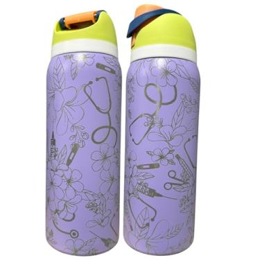 Imagem de Silva lining designing Presente de agradecimento de enfermeira para profissionais de saúde RN caneca de café copo para copo isolado RN garrafa de água estetoscópio (947 ml roxo (#73) - estetoscópio