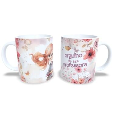 Imagem de Caneca de Cerâmica 325ml Dia dos Professores, Design Floral com Ilustração, Presente para Professora (14105)