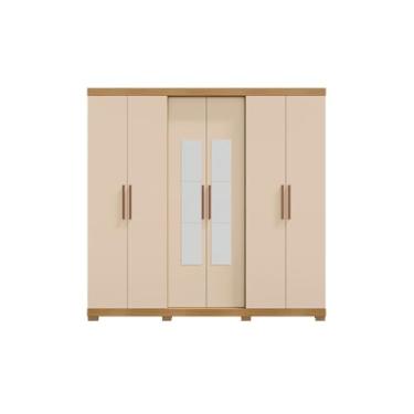 Imagem de Guarda Roupa Barcelos Casal 6 Portas e 4 Gavetas Com Espelho EdeCasaMoveis