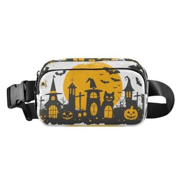 Imagem de CEBUGI Mini pochetes de caminhada para homens e mulheres, elementos de Halloween, modernos, resistentes à água, com cinto ajustável para treino, viagem, corrida
