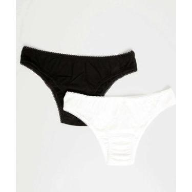 Imagem de Kit 2 Calcinhas Biquíni Marisa-67147, Branco, Preto, G