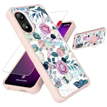Imagem de Capa para celular FOXX FOXXD A67W compatível com FOXX FOXXD A67W Lite [com protetor de tela de vidro temperado][PC rígido + silicone macio][suporte para anel] [luz refletora colorida] IMDF-HUA3
