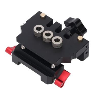 Imagem de KUIDAMOS Kit de Gabarito de Cavilha Autocentrante de Perfuração de Alta Precisão para Ferramentas de Marcenaria, Gabarito Portátil de Liga de Alumínio para Fabricantes de Móveis de Embalagem Plana