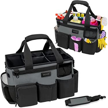 Imagem de Noelen Gad Bolsa de limpeza usável, bolsa grande de suprimentos de limpeza com alças ajustáveis no ombro e na cintura para empregadas domésticas (cinza)