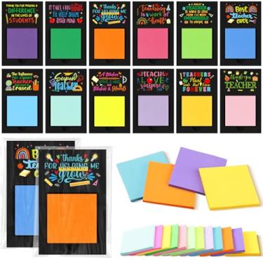 Imagem de Motipuns 72 peças de presentes de agradecimento de professores de Natal, porta-notas adesivas para o dia do professor de Natal, presentes de agradecimento, bloco de notas adesivas em massa, sacos de