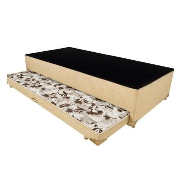 Imagem de Cama Box Solteiro Com Auxiliar Espuma Semi Ortopédica Suede 88x188 Cor:bege