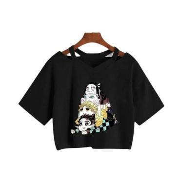 Imagem de Camiseta Feminina Demon Slayer Nezuko Kimetsu No Yaiba Cropped Tanjiro