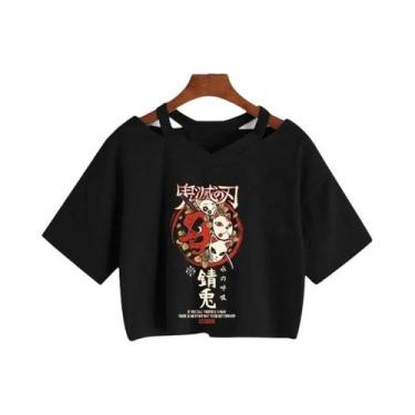 Imagem de Camiseta Feminina Demon Slayer Nezuko Kimetsu No Yaiba Cropped Tanjiro