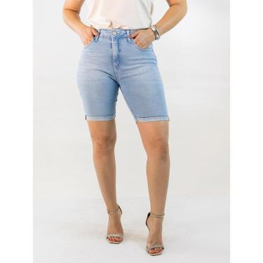 Imagem de Bermuda Feminina Alta Jeans Claro Barra Dupla Elastano Anticorpus-Feminino