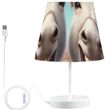 Imagem de TSENQUE Candeeiro de mesa USB fofo burro sorridente fofo personalizado mesa de cabeceira regulável lâmpadas exclusivas LED decoração de quarto infantil
