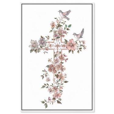 Imagem de Living Cross II Impressão em tela Jesus Wall Art por Art Remedy, moldura branca, 50 x 76 cm