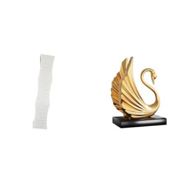Imagem de Whtkoph Luminária de Chão de Papel para Sala de Estar com Cúpula Decorativa em Forma de Cisne, Estátua Colecionável, Peça de Arte Moderna, Escultura de Animal