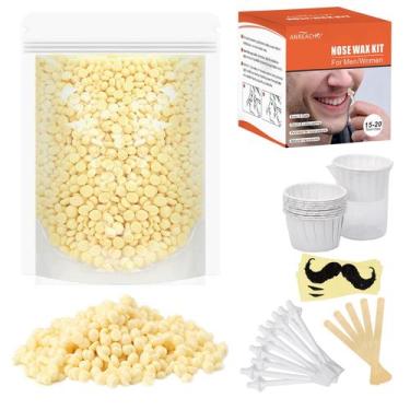 Imagem de Kit de cera para cabelo para nariz e orelha ANREACHO 100g com 20 aplic