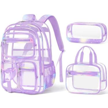 Imagem de Mochila Fimibuke Clear para meninas com lancheira e estojo de lápis