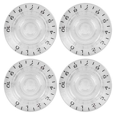 Imagem de RiToEasysports Botões de Guitarra, 4 Pçs Botões de Controle Acrílico Tom Transparente Volume Sino Acessórios Instrumento Musical para Guitarra Baixo (Carta Preta)