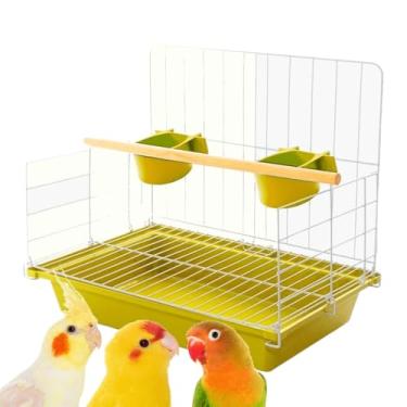 Imagem de Gaiola Aberta Poleiro Para Passáro Papagaio Calopsita Maritaca Bandeja Plástica e Comedouros(Amarelo)