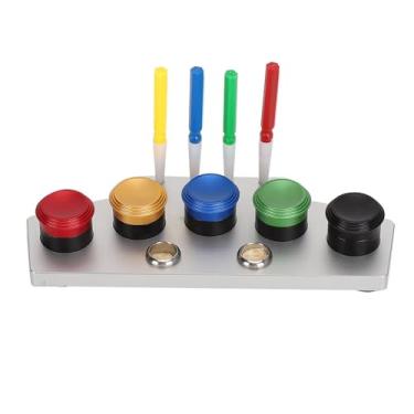 Imagem de KIMISS Conjunto de Lubrificador de Relógio de Metal-4 Peças Ferramenta de Mergulho de óleo para Reparo de Relógio de Precisão-acessórios de Confiáveis ​​para Relojoeiros (Prato de óleo convexo de prata com cinco olhos)