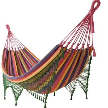 Imagem de Rede De Descanso Casal Tecido De Algodão Premium - Sem marca, Listrado