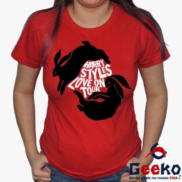 Imagem de Baby Look Harry Styles 100% Algodão - Love On Tour - Pop - Geeko, Verm