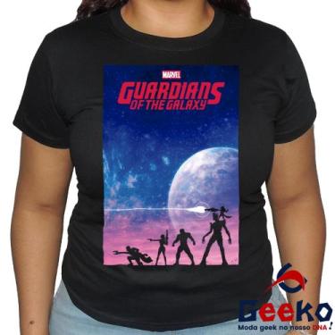 Imagem de Baby Look Guardiões da Galáxia 100% Algodão Marvel Geeko, Preto, P