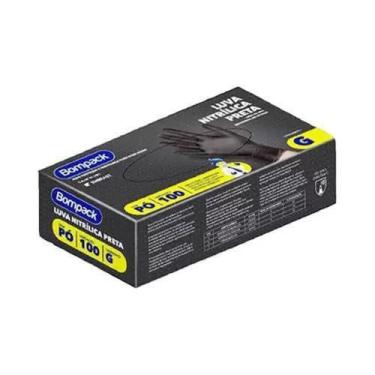 Imagem de Luva Nitrilica Bompack Preta G Com 100 Unidades