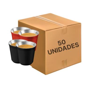 Imagem de Kit 50x Copos Parede Dupla Inox 90ml Café Expresso Chá-Unissex