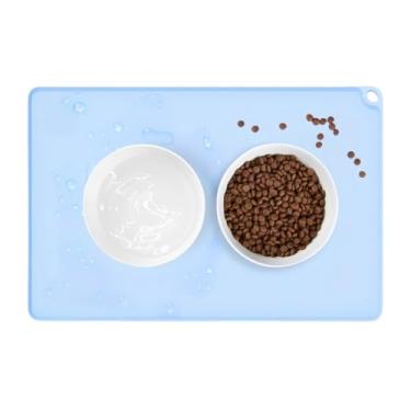 Imagem de Promoção de Ano Novo -Americano Tapete Térmico Pet para Comedouro Antiderrapante 50x39.5cm - Comida e Água(Azul)