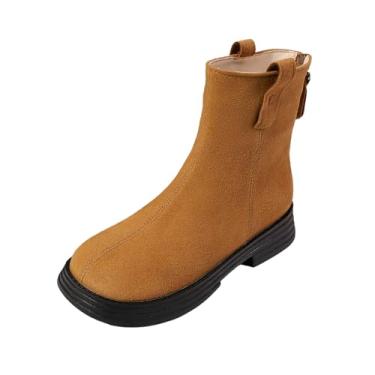 Imagem de Botas femininas casuais ocultas de pele grossa com elástico para outono e inverno, elegantes e fofas, Marrom, 38