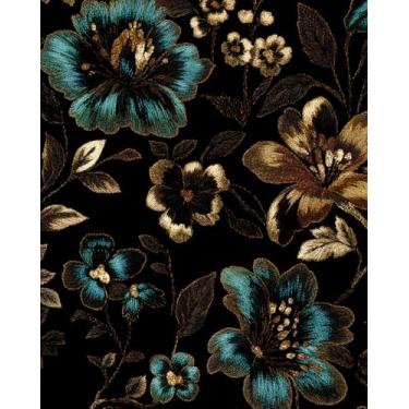 Imagem de XRUIBZI Papel de parede vintage floral escuro descascar e colar, preto Boho 43,5 cm x 395 cm, papel de parede floral retrô para banheiro, quarto, armário, vinil, impermeável, removível, adequado para