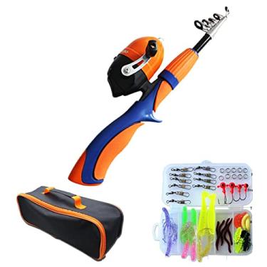 Imagem de Kit de Pesca Portátil Vara Luya Vidro 52 com Isca Artificial Bobina Linha Equipamento para Crianças Leve e Plegável em Lago Rio Água Doce