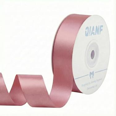 Imagem de QIANF Fita de cetim dupla face malva de 2,5 cm para embrulhar laços de cabelo para fazer cadeira, casamento, chá de bebê, decoração de convite de festa de aniversário, costura artesanal, 25 metros