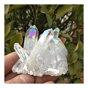 Imagem de Anel branco natural Aura Crystal Cluster galvanizado revestimento de titânio quartzo aglomerado de pedra doméstica