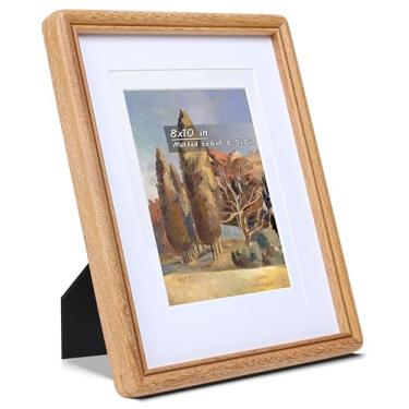 Imagem de Gdfmsc Porta-retrato 20 x 25 cm com tapete para 13 x 17 x 20 cm, madeira teca natural com canto arredondado feito à mão com vidro verdadeiro, moldura de parede e mesa para galeria de fotos vertical ou