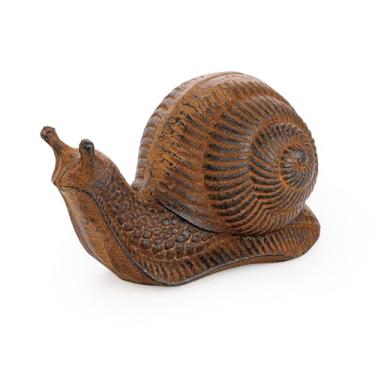 Imagem de Sungmor Estátua de caracol de ferro fundido, estatuetas vintage de coleção de animais, decoração de mesa de escritório em casa, peso de papel, batente de porta, ornamento fofo de gramado de jardim