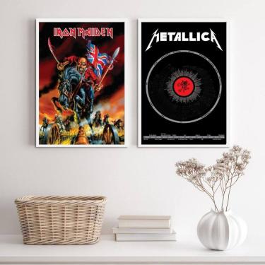 Imagem de Quadros Rock Metal 24x18cm - Vidro e Moldura Preta