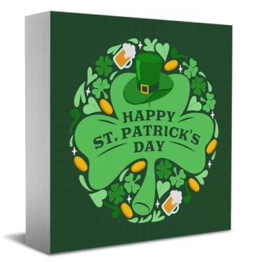 Imagem de St. Patricks Day Decor Have Yourself A MERRY St. Patrick's Day, placa de caixa, para decoração de mesa de mesa de escritório em casa, decoração de primavera, 12 x 12 cm, ornamento-9
