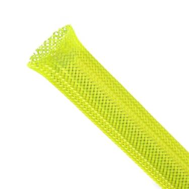 Imagem de Manga de cabo expansível trançada, tear de fio de PET, gerenciamento de cabos de malha flexível para TV, computador, home theater, automotivo, protege o gato de cabos mastigáveis (amarelo, 1,27 cm x