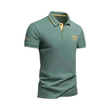 Imagem de Camisa Polo Masculina De Verão Leve Com Manga Curta E Bordado Casual V