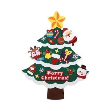 Imagem de Conjunto De Árvore De Natal Em Feltro DIY Para Crianças Com 32 Ornamen