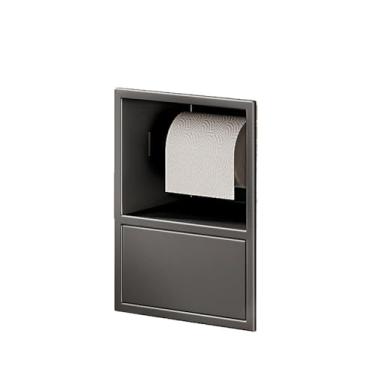 Imagem de Organizador de nicho de chuveiro embutido de aço inoxidável com caixa de lenços - Prateleira de banheiro moderna para cozinha, sala de estar, quarto - cinza 23 x 17 x 12 cm