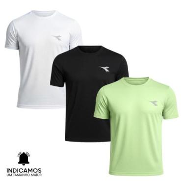 Imagem de Kit 3 Camisetas Diadora Small Logo Masculina - Branco e Verde Claro G,