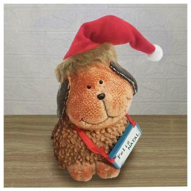 Imagem de Decoração Enfeite Natal Cachorro Placa Feliz Natal 14cm