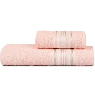 Imagem de Jogo De Toalhas Banho E Rosto Rubi 280g-m² 98% Algodão Atlântica Rosa Fada