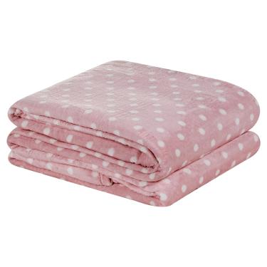 Imagem de Cobertor Celine Casal Padrão Manta Flannel Mantinha Bolinhas - Rosa