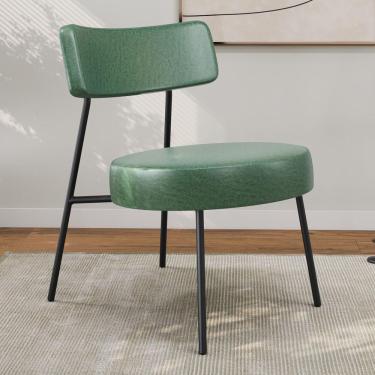 Imagem de Poltrona Decorativa Sala De Estar Kobe Estofada Com Encosto Couríssimo Verde - Desk Design Cor Verde